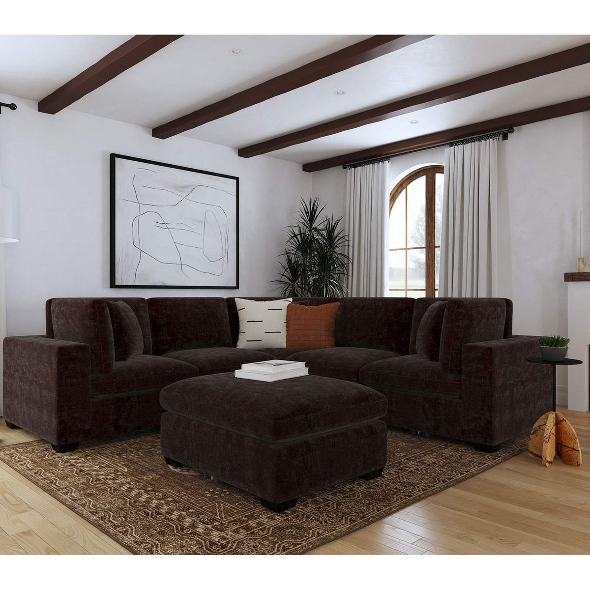 551466 Lakeview Rectangular Upholstered Ottoman Dark Chocolate