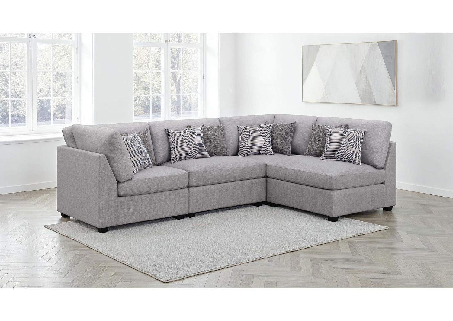 Cambria 4-piece Upholstered Modular Sectional Sofa Grey