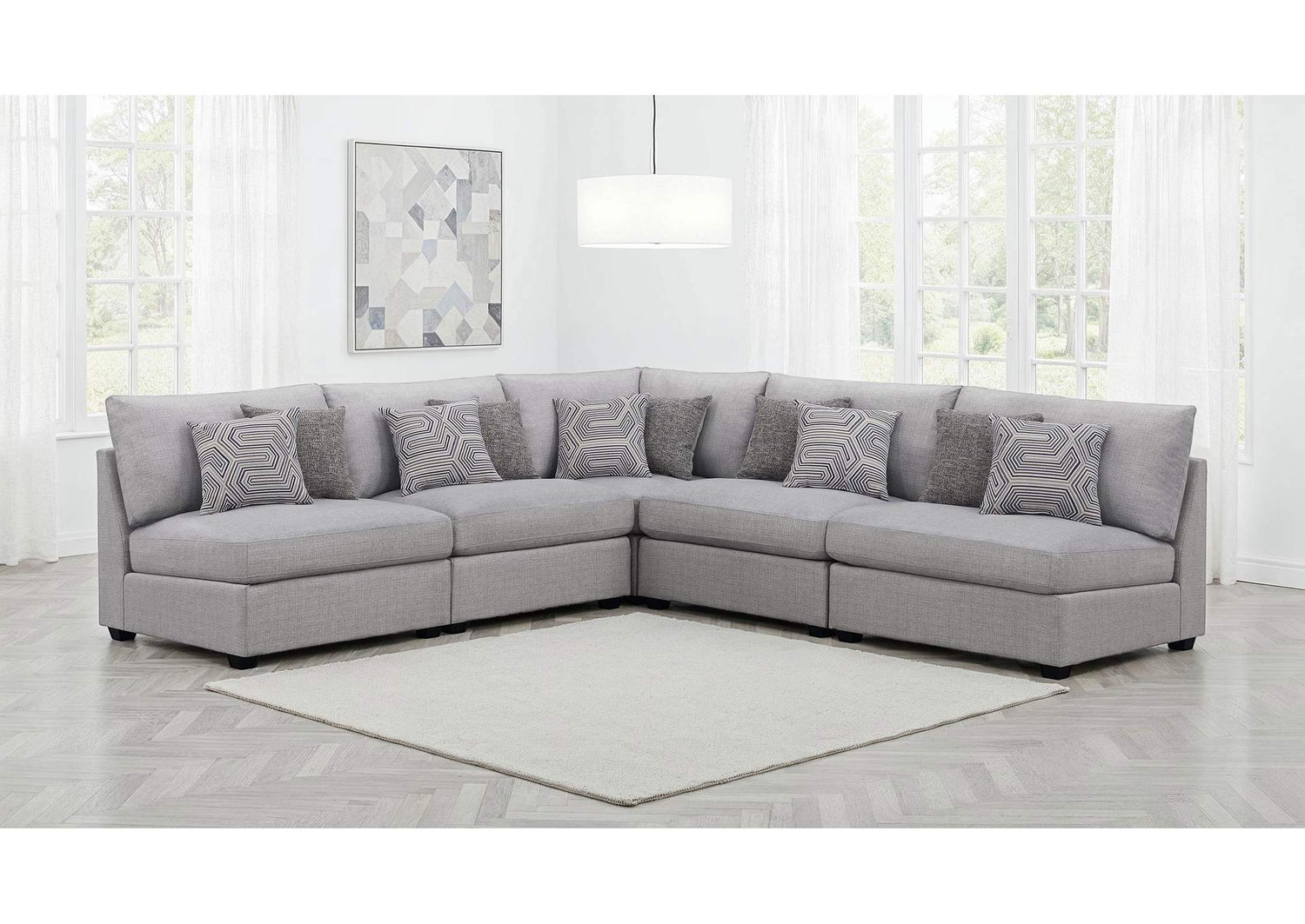 Cambria 5-piece Upholstered Modular Sectional Sofa Grey