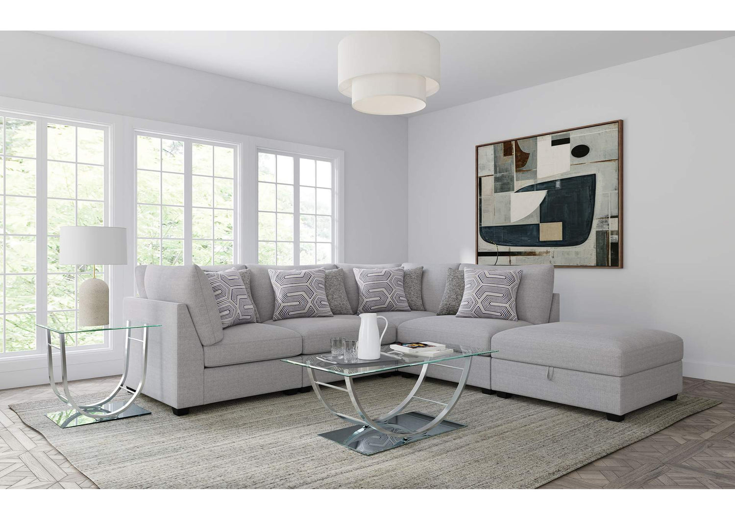 Cambria 5-piece Upholstered Modular Sectional Sofa Grey