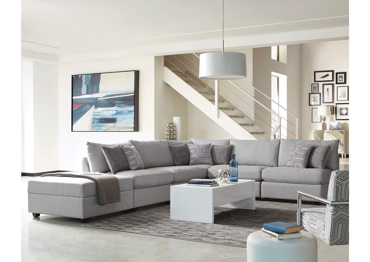 Cambria 6-piece Upholstered Modular Sectional Sofa Grey