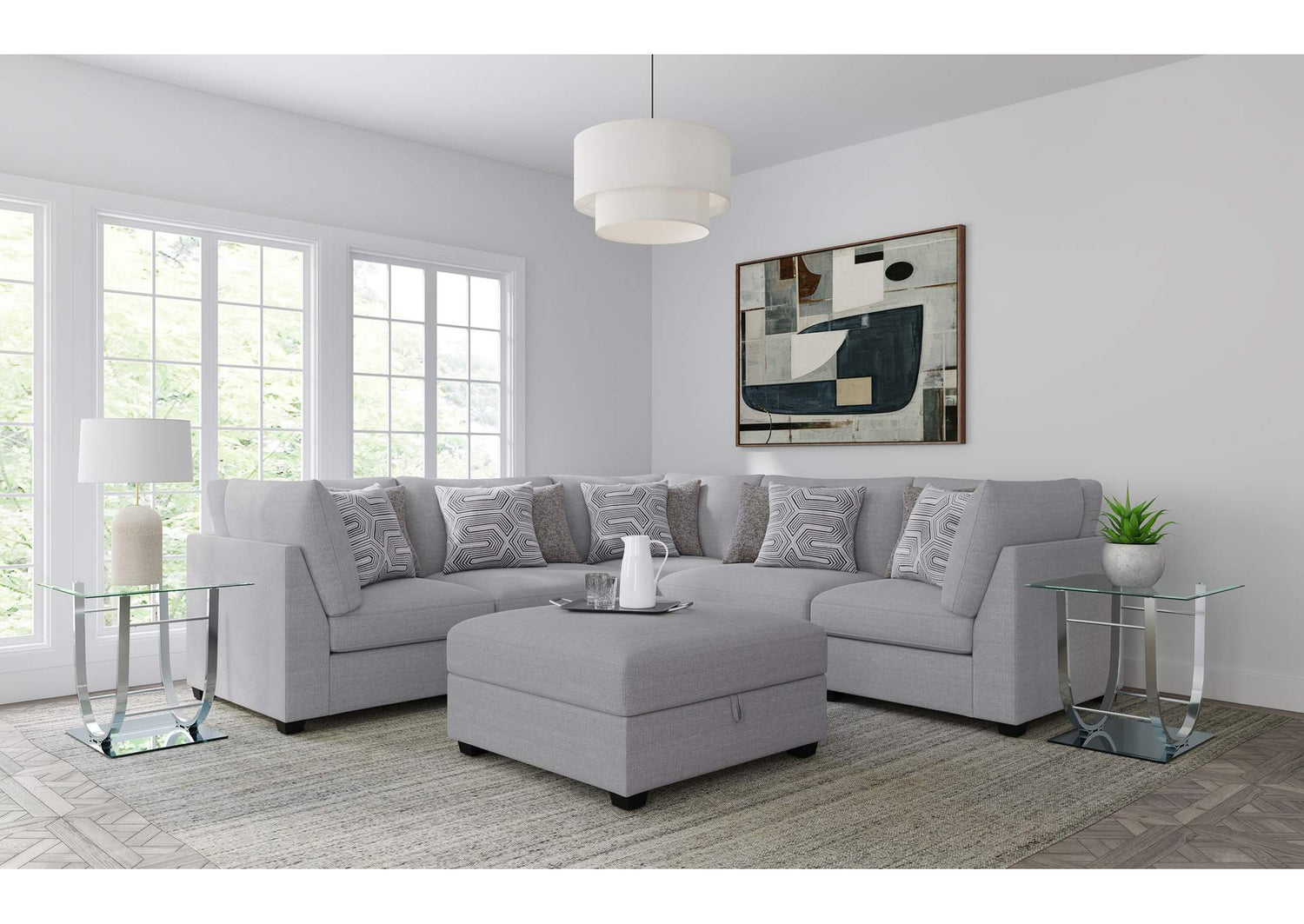 Cambria 6-piece Upholstered Modular Sectional Sofa Grey