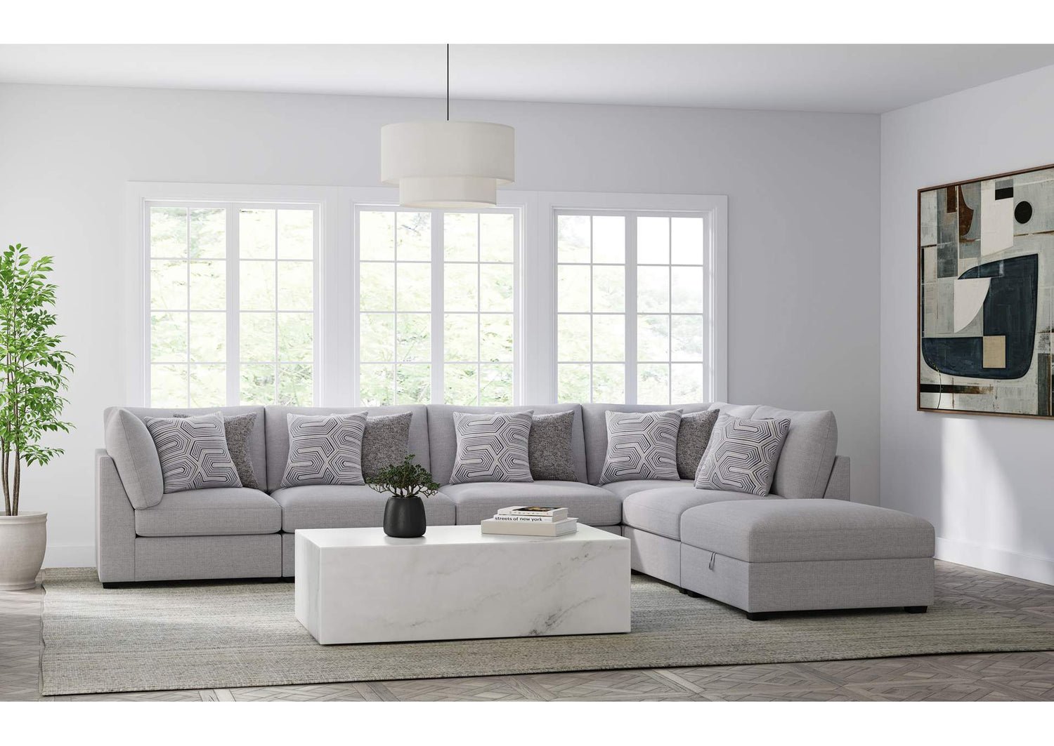 Cambria 6-piece Upholstered Modular Sectional Sofa Grey