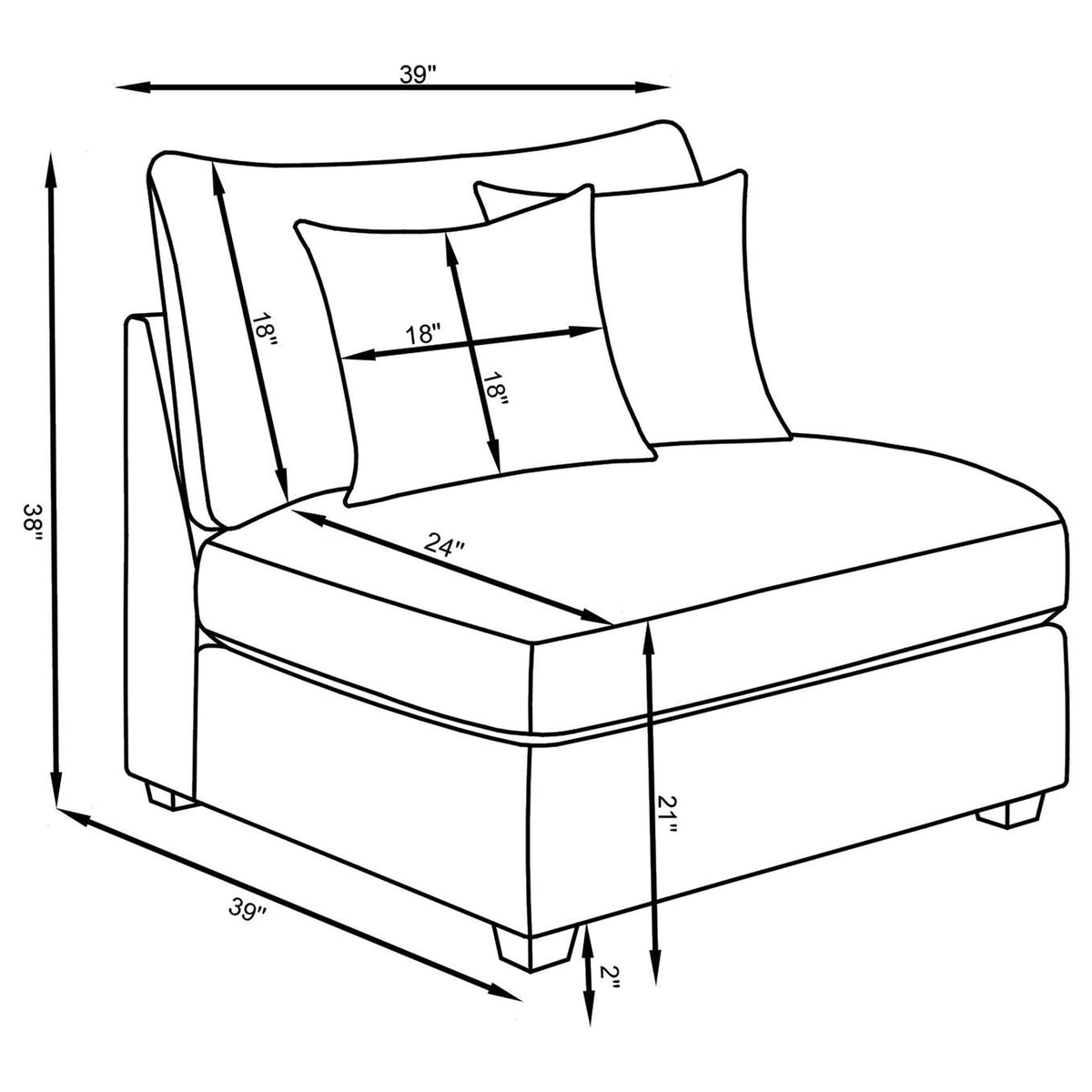 551511 Cambria Upholstered Armless Chair Grey