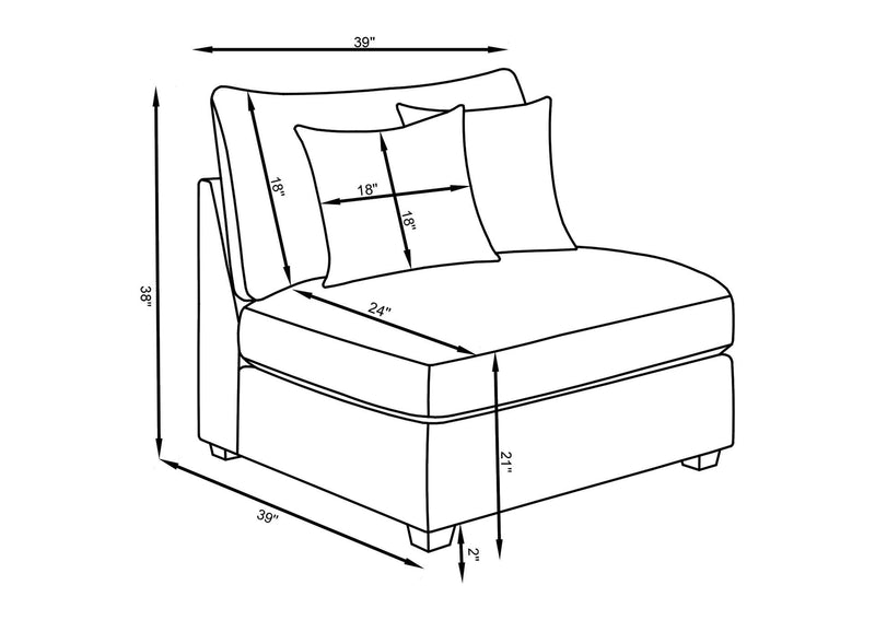 551511 Cambria Upholstered Armless Chair Grey