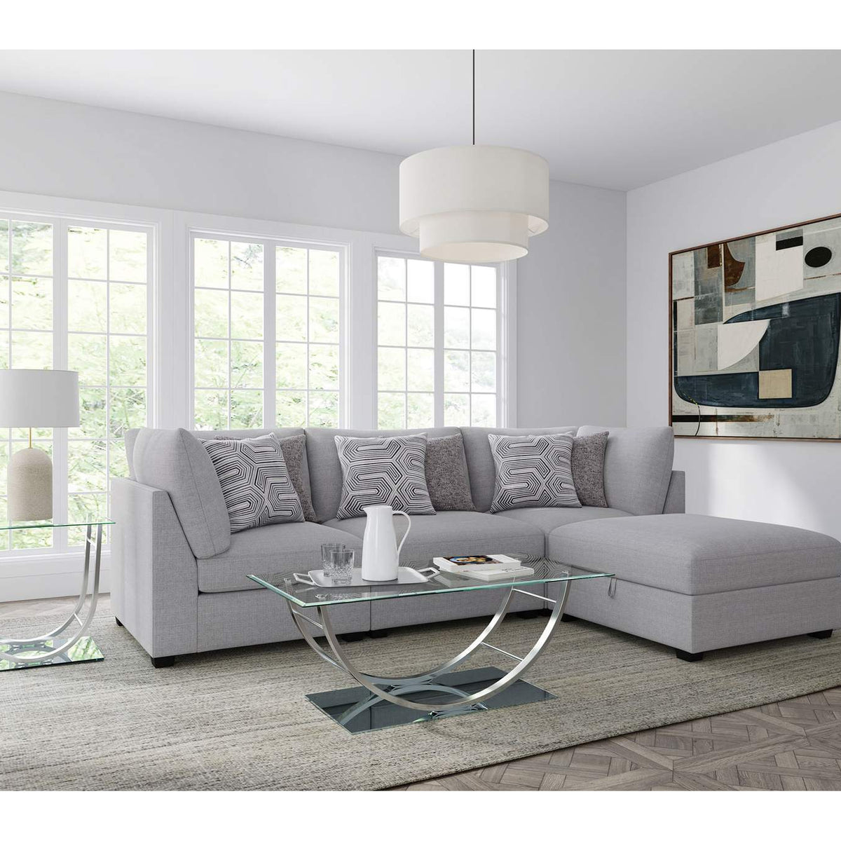 551511 Cambria Upholstered Armless Chair Grey
