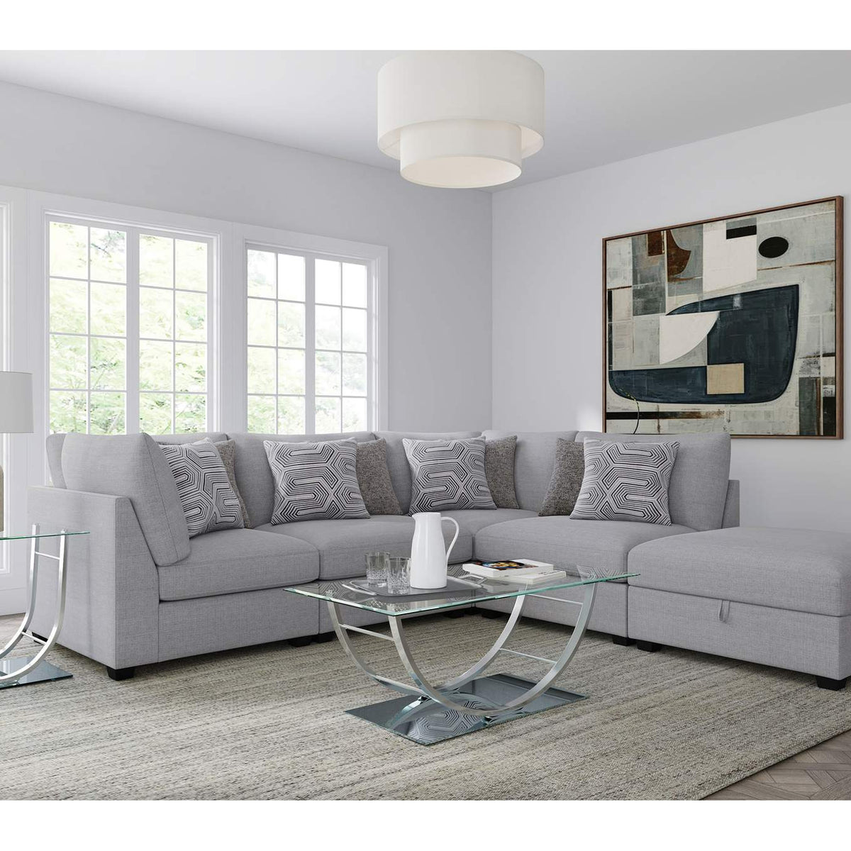 551511 Cambria Upholstered Armless Chair Grey