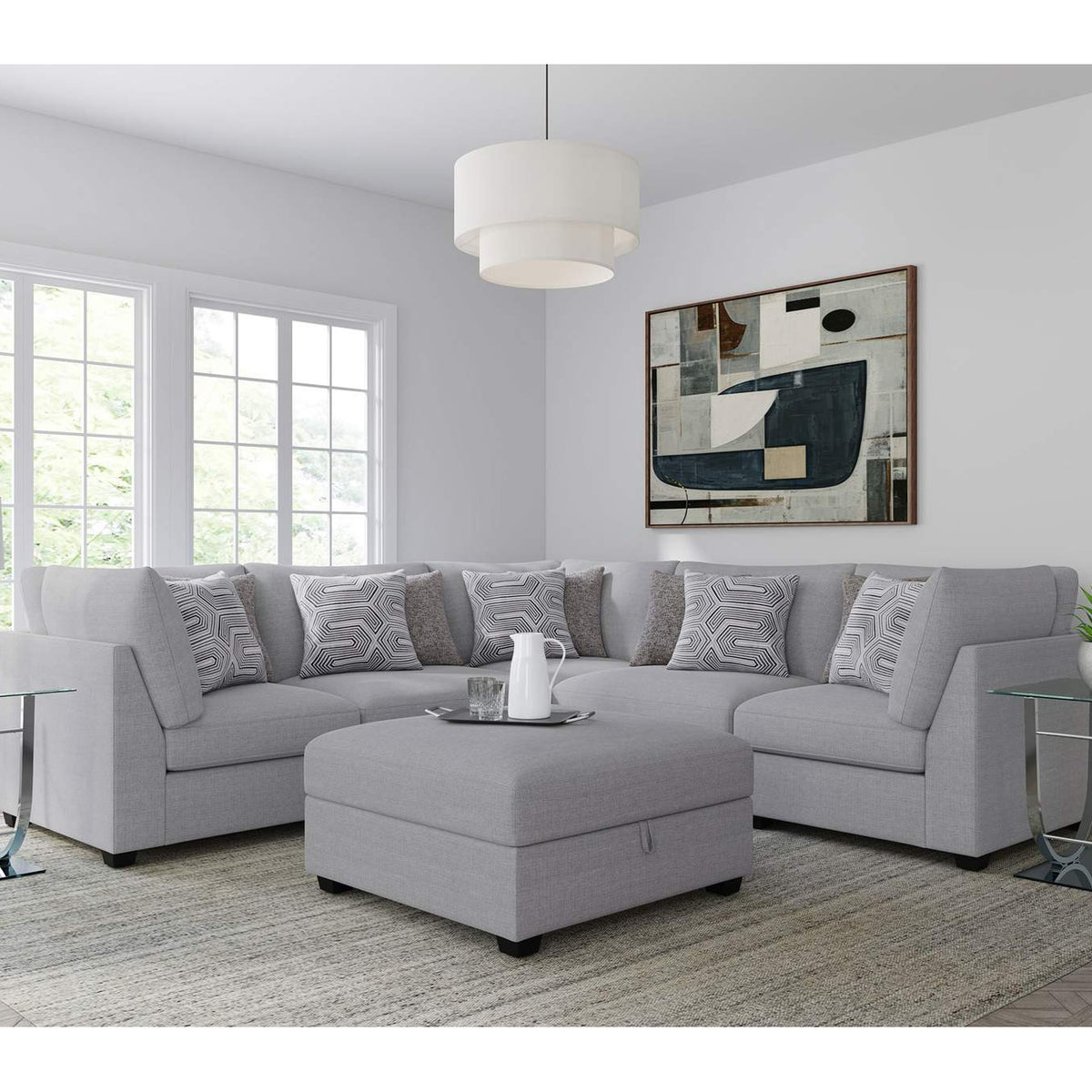 551511 Cambria Upholstered Armless Chair Grey