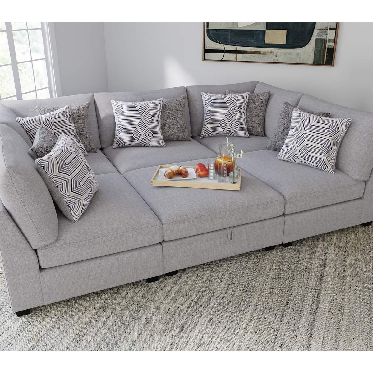551511 Cambria Upholstered Armless Chair Grey