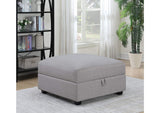 551513 Cambria Square Upholstered Storage Ottoman Grey