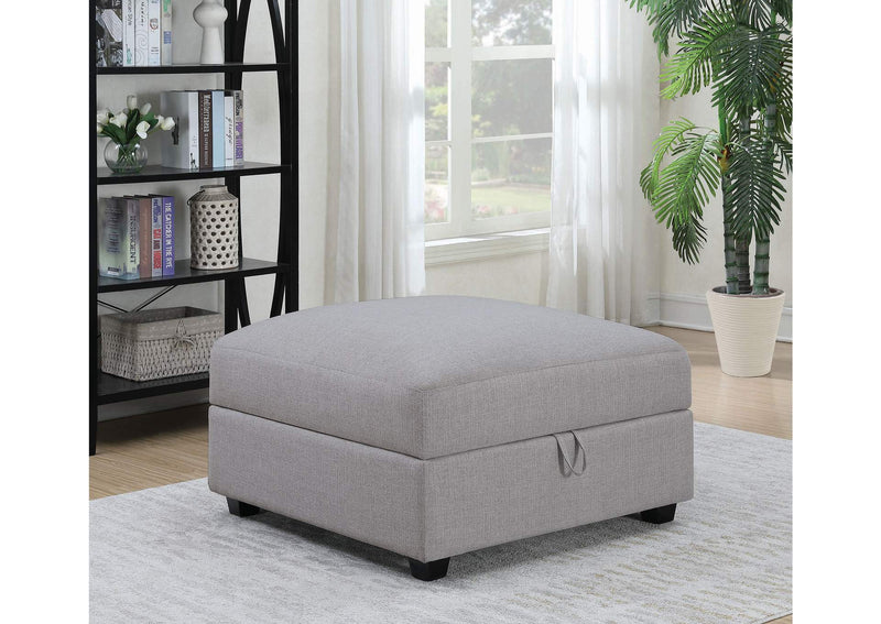 551513 Cambria Square Upholstered Storage Ottoman Grey