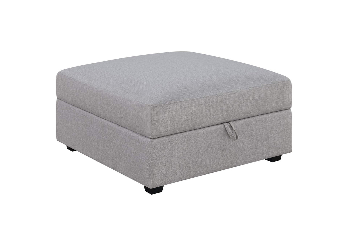 551513 Cambria Square Upholstered Storage Ottoman Grey