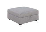 551513 Cambria Square Upholstered Storage Ottoman Grey