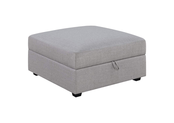 551513 Cambria Square Upholstered Storage Ottoman Grey