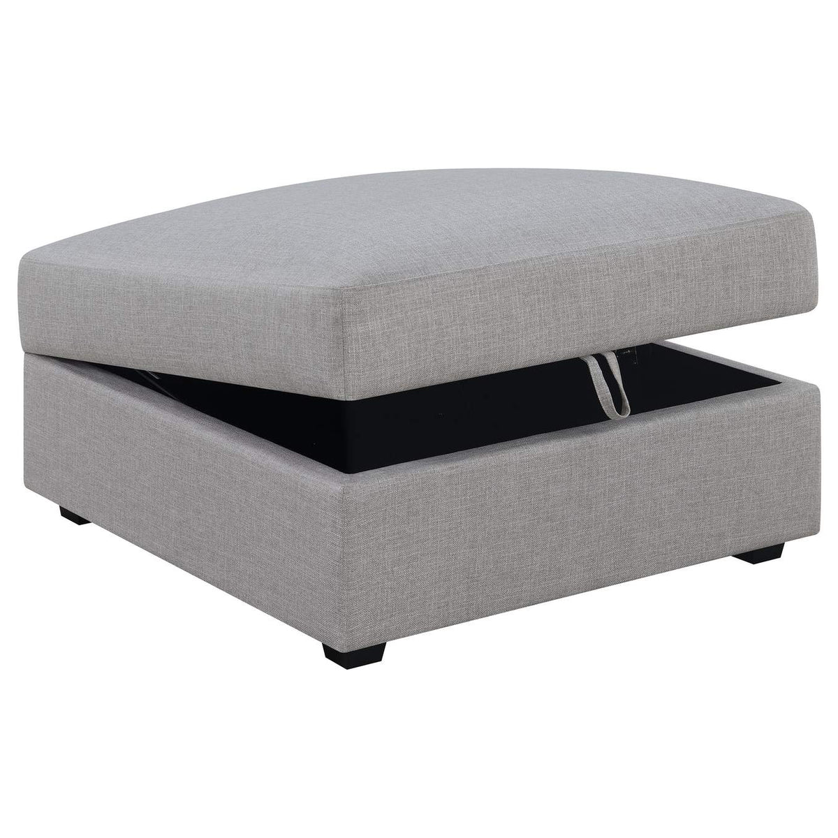 551513 Cambria Square Upholstered Storage Ottoman Grey