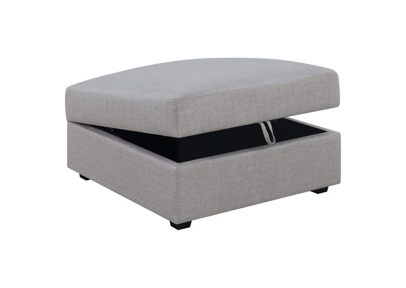 551513 Cambria Square Upholstered Storage Ottoman Grey