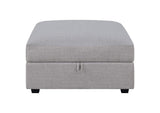 551513 Cambria Square Upholstered Storage Ottoman Grey