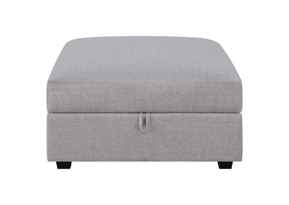 551513 Cambria Square Upholstered Storage Ottoman Grey