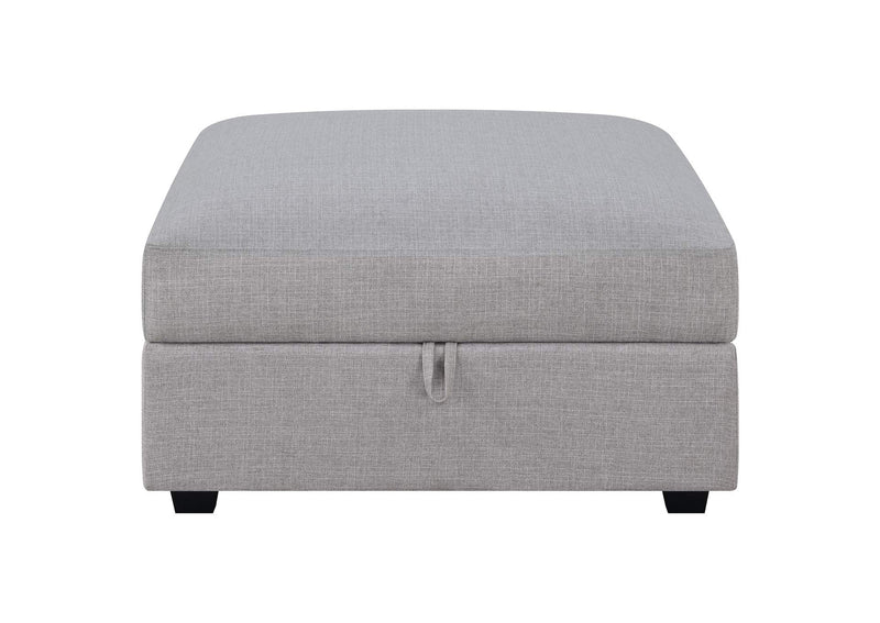 551513 Cambria Square Upholstered Storage Ottoman Grey