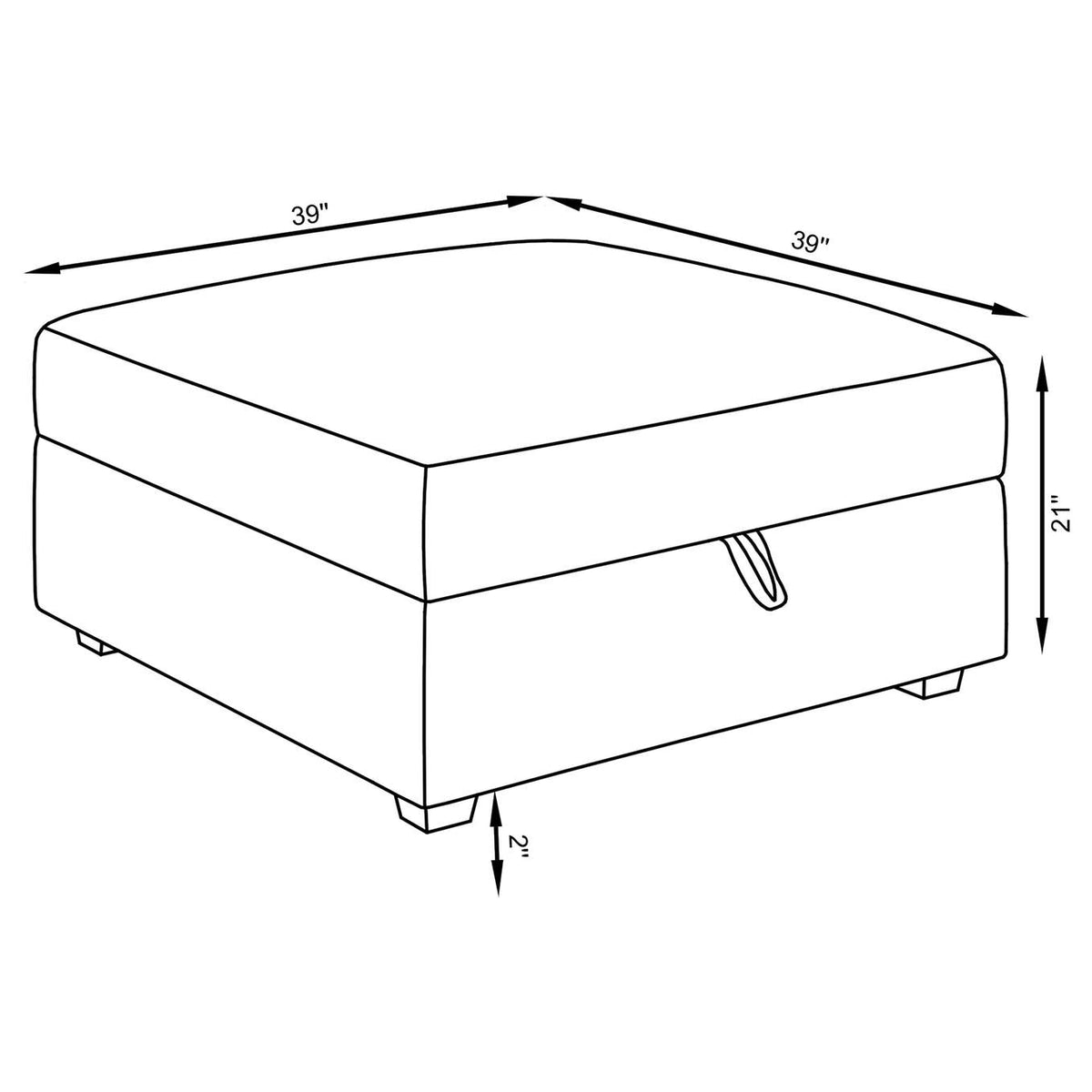 551513 Cambria Square Upholstered Storage Ottoman Grey