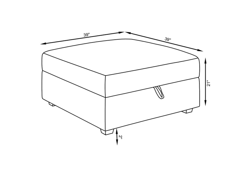 551513 Cambria Square Upholstered Storage Ottoman Grey