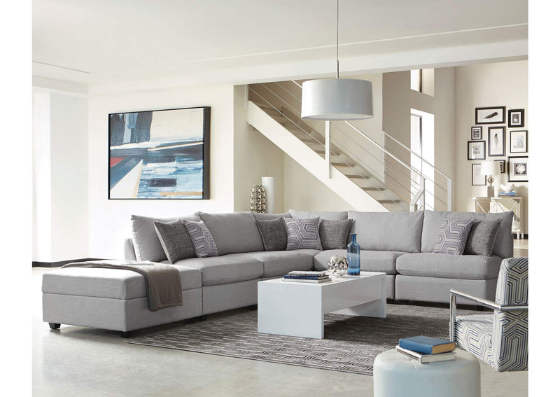 551513 Cambria Square Upholstered Storage Ottoman Grey