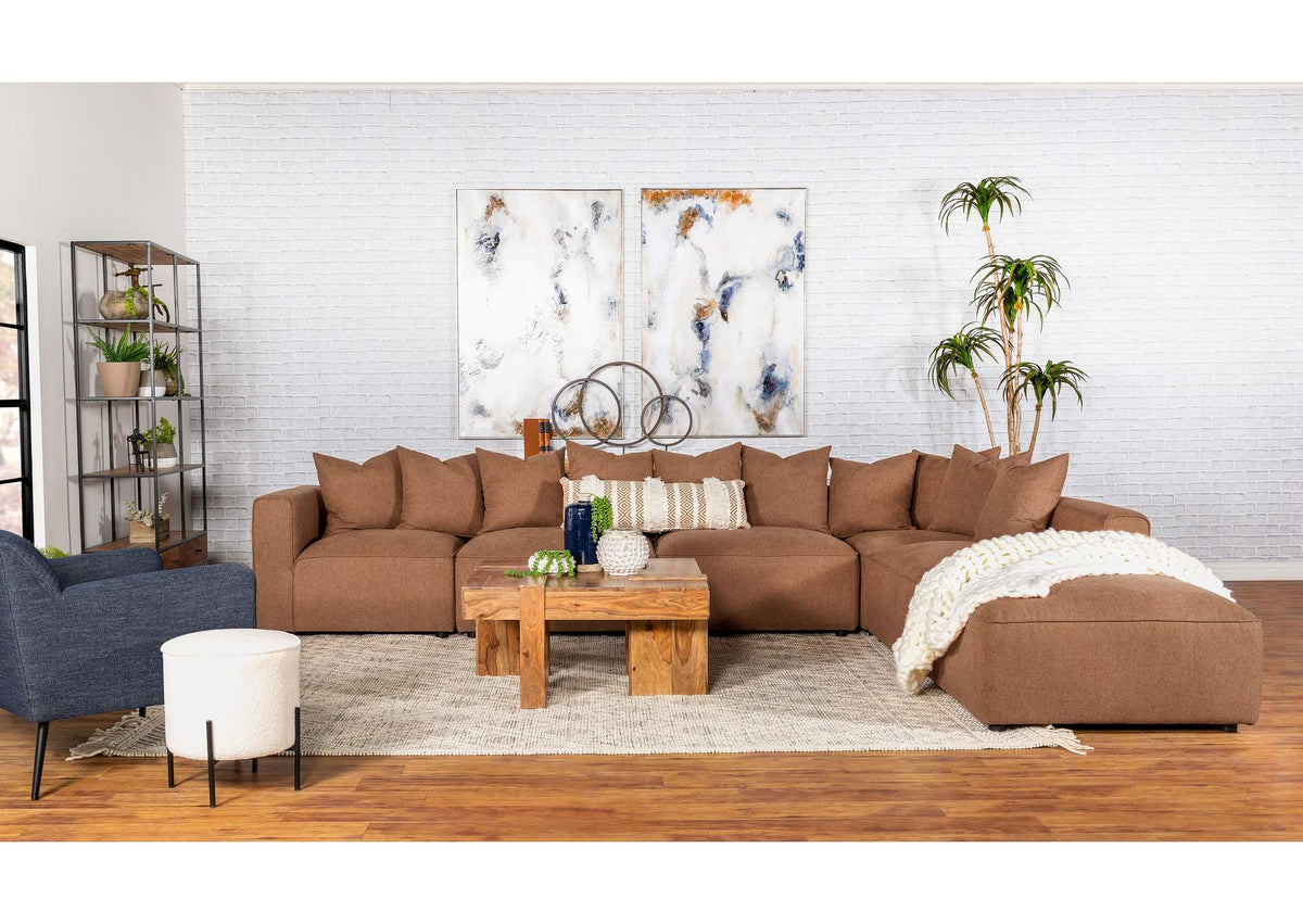 Jennifer 6-piece Upholstered Modular Sectional Terracotta