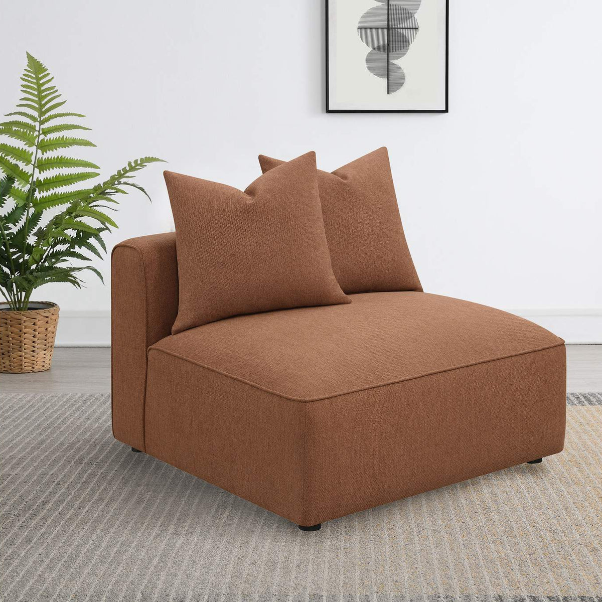 551591 Jennifer Upholstered Armless Chair Terracotta