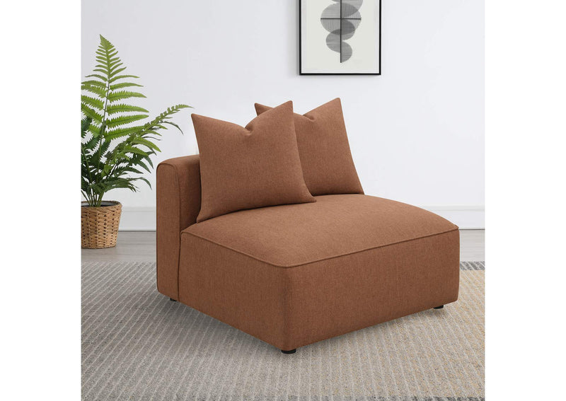 551591 Jennifer Upholstered Armless Chair Terracotta