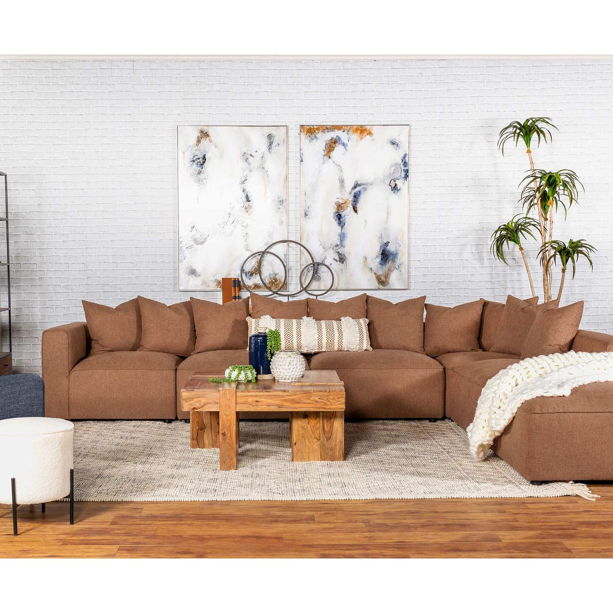 551593 Jennifer Square Upholstered Ottoman Terracotta