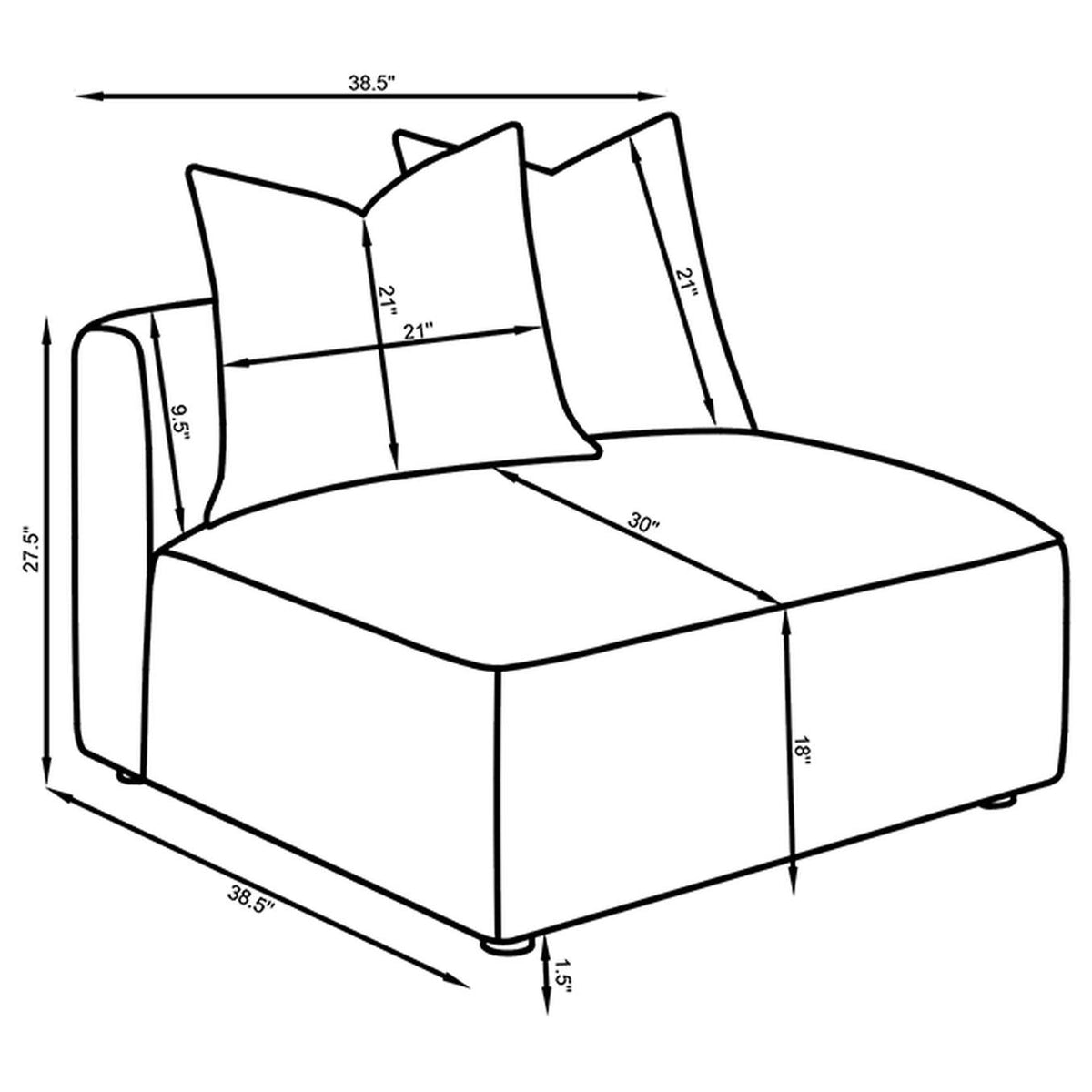 551594 Jennifer Upholstered Armless Chair Grey