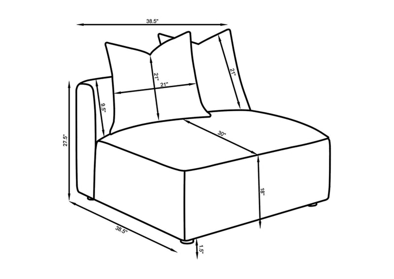 551594 Jennifer Upholstered Armless Chair Grey