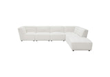 551621-SET Sunny 6-piece Upholstered Modular Sectional Sofa Ivory Sherpa