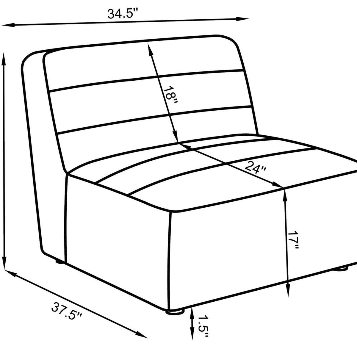 551621 Sunny Upholstered Armless Chair Natural