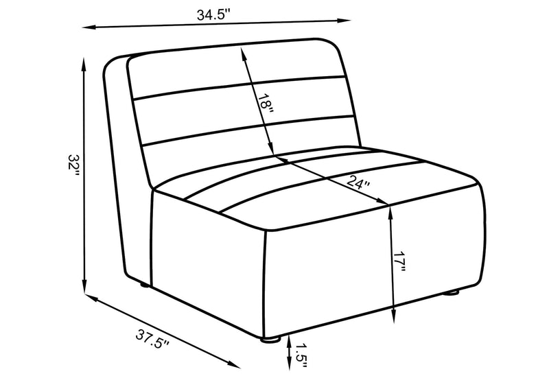 551621 Sunny Upholstered Armless Chair Natural