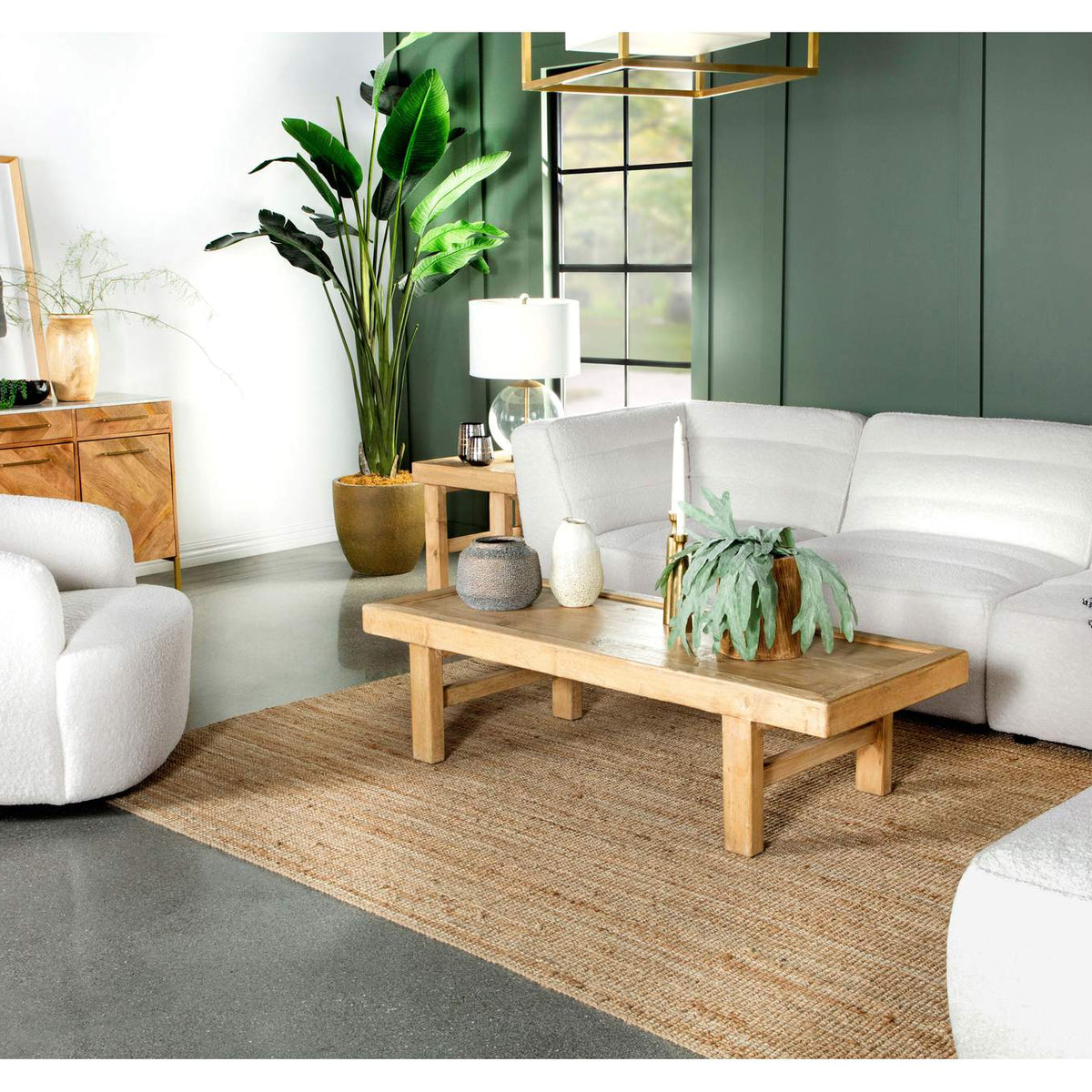 551623 Sunny Square Upholstered Ottoman Natural