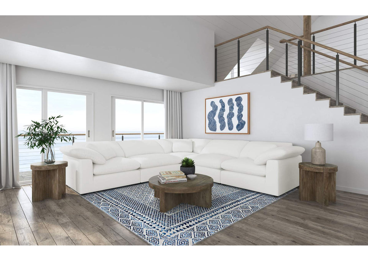551751-SETB Raleigh 5-piece Boucle Upholstered Modular Sectional Ivory