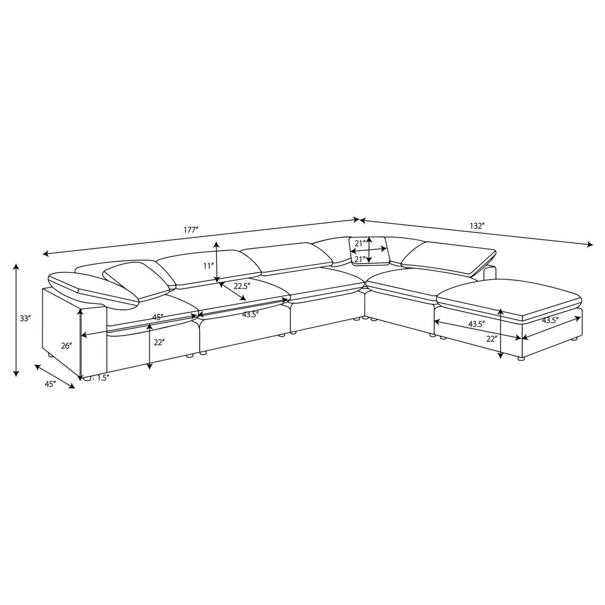 551751-SET Raleigh 6-piece Boucle Upholstered Modular Sectional Ivory