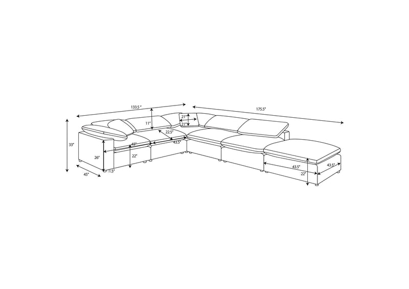 551751-SET Raleigh 6-piece Boucle Upholstered Modular Sectional Ivory
