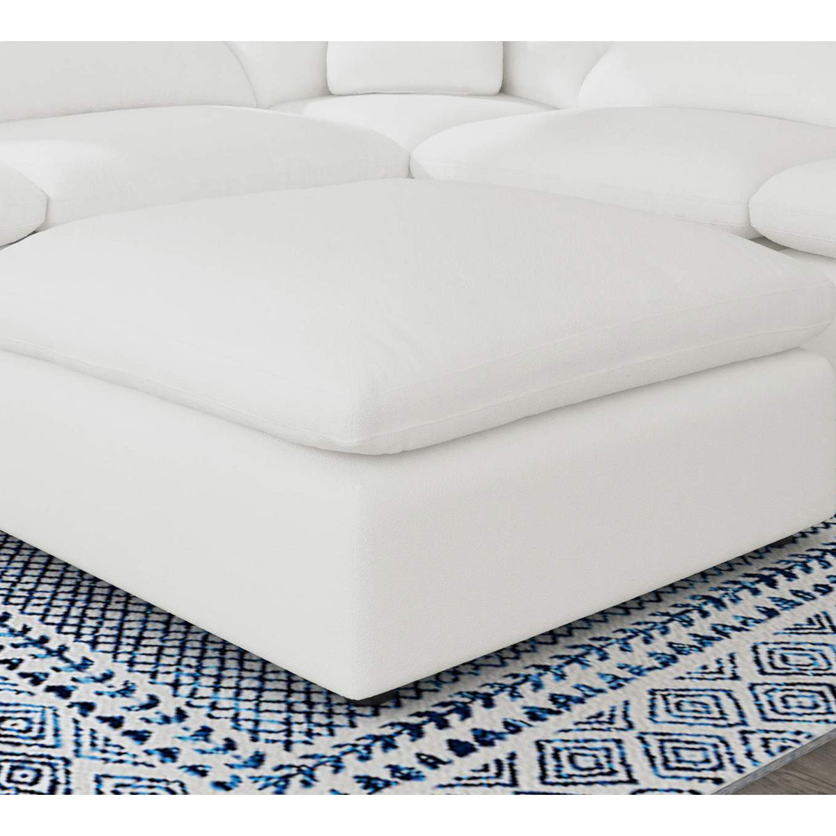 551753 Raleigh Boucle Upholstered Ottoman Ivory