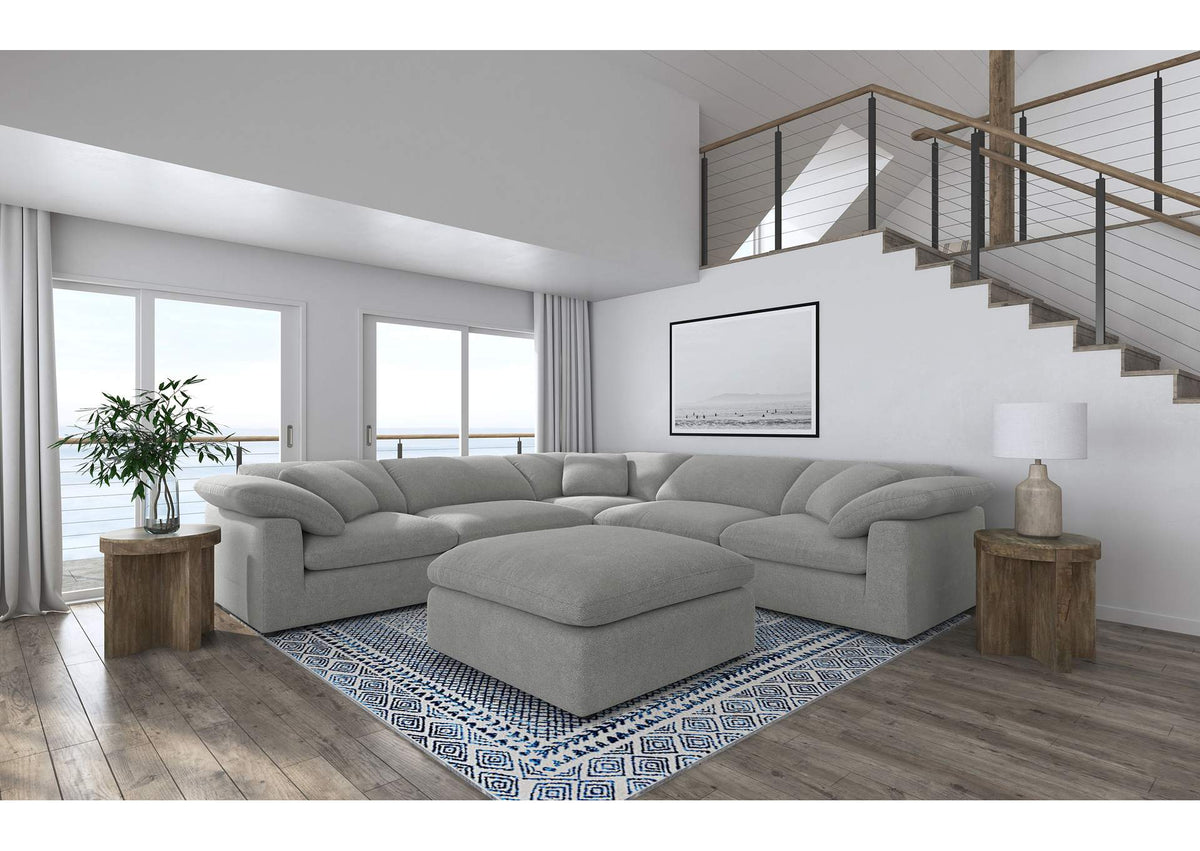 551754-SETA Raleigh 6-piece Boucle Upholstered Modular Sectional Grey