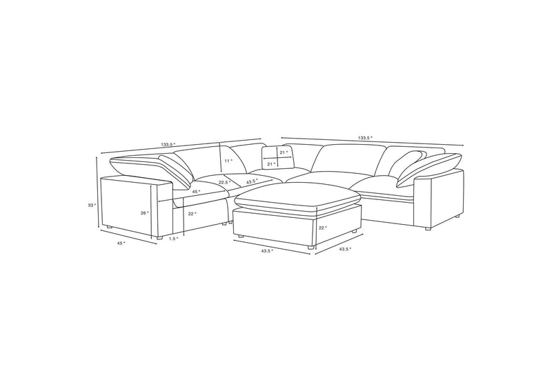 551754-SETA Raleigh 6-piece Boucle Upholstered Modular Sectional Grey