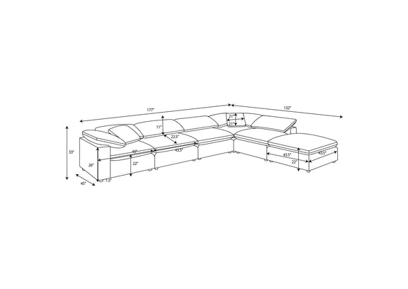 551754-SET Raleigh 6-piece Boucle Upholstered Modular Sectional Grey