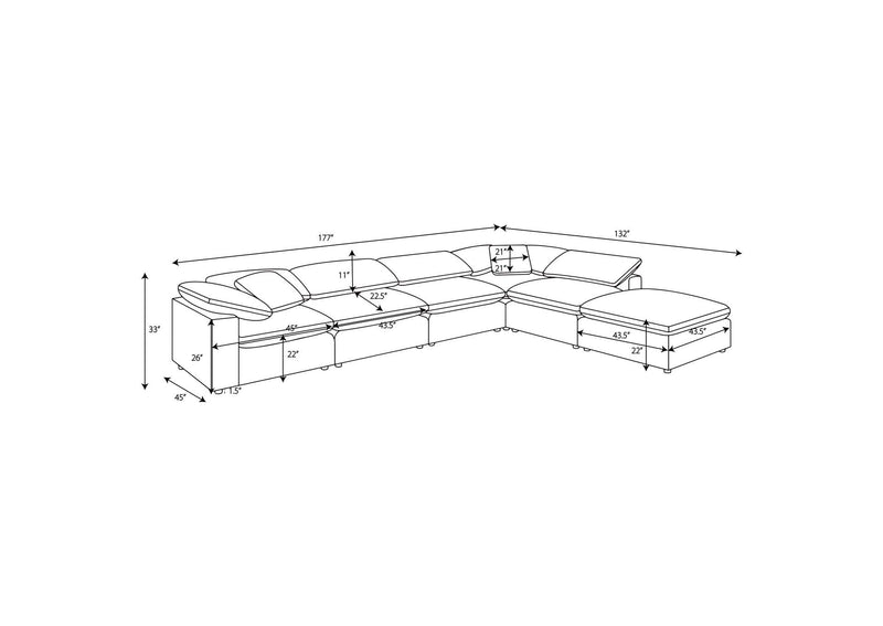 551754-SET Raleigh 6-piece Boucle Upholstered Modular Sectional Grey