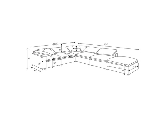 551754-SET Raleigh 6-piece Boucle Upholstered Modular Sectional Grey