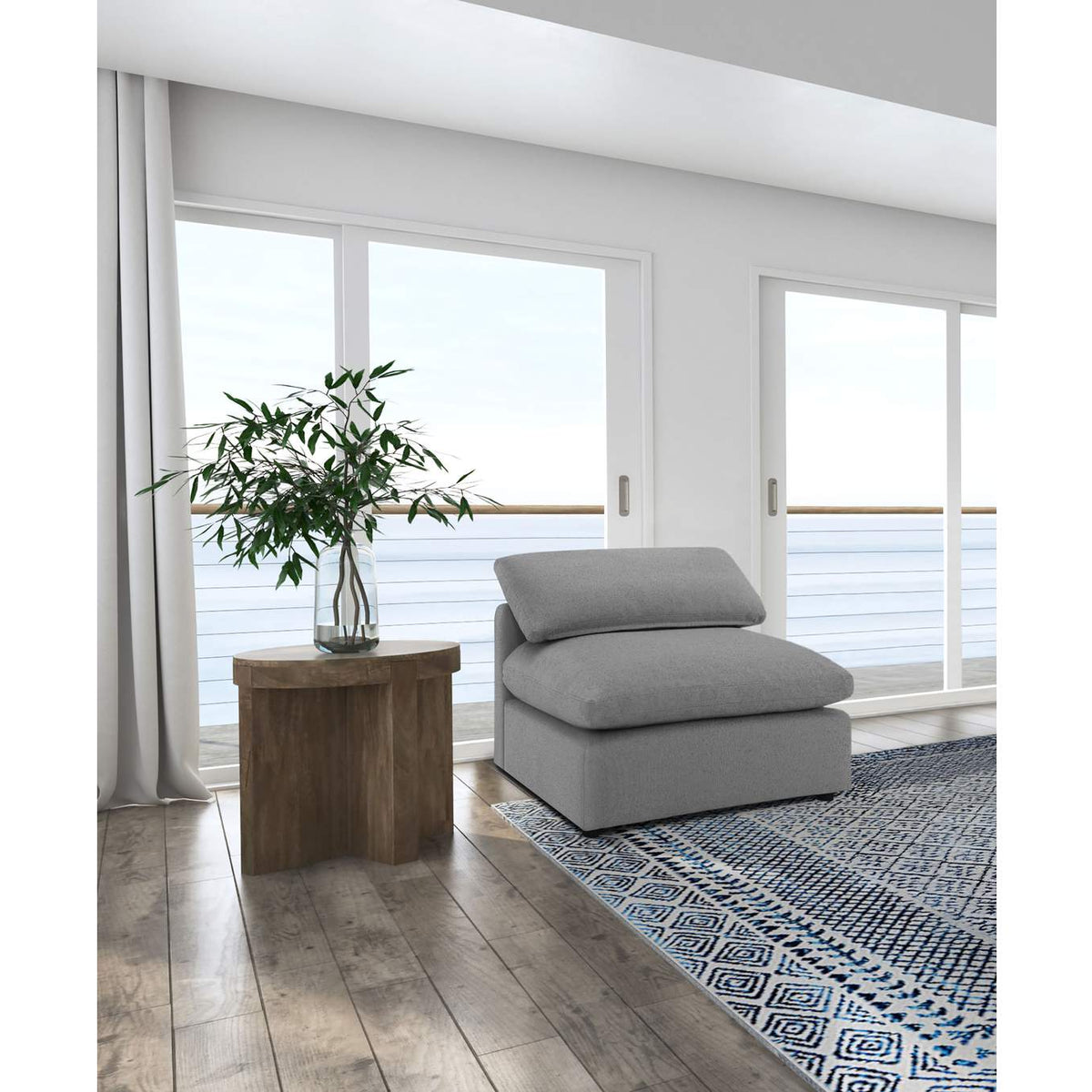 551754 Raleigh Boucle Upholstered Armless Chair Grey