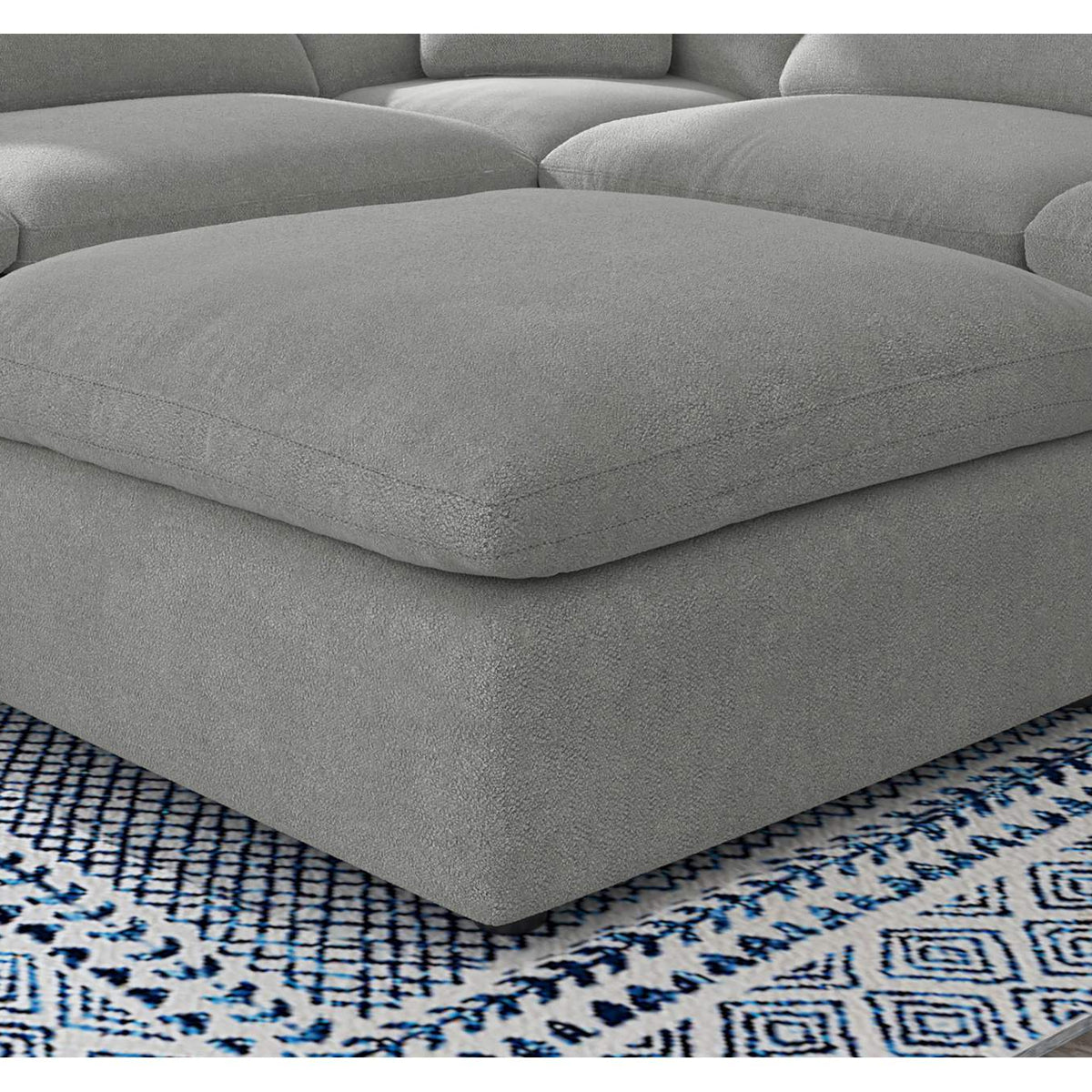 551756 Raleigh Boucle Upholstered Ottoman Grey