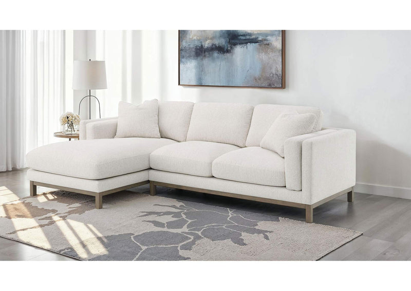 551777 Geneva Boucle Upholstered Sectional Chaise Sofa Sand