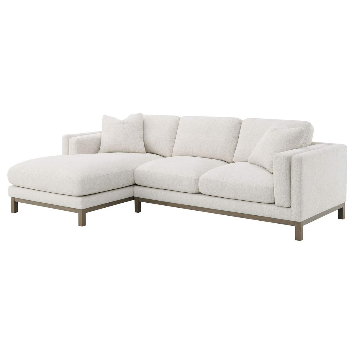 551777 Geneva Boucle Upholstered Sectional Chaise Sofa Sand