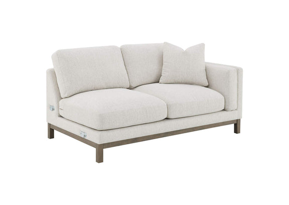 551777 Geneva Boucle Upholstered Sectional Chaise Sofa Sand